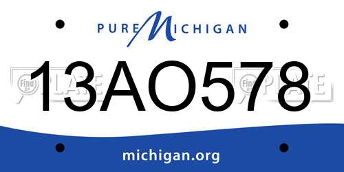 13AO578 Michigan License Plate