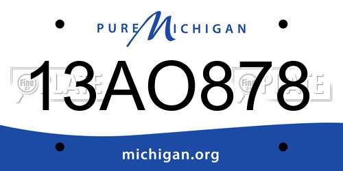 13AO878 Michigan License Plate