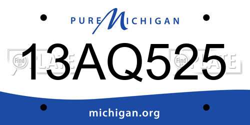 13AQ525 Michigan License Plate