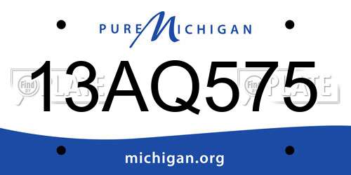 13AQ575 Michigan License Plate
