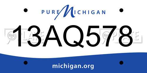 13AQ578 Michigan License Plate
