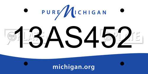 13AS452 Michigan License Plate