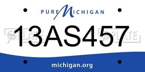 13AS457 Michigan License Plate