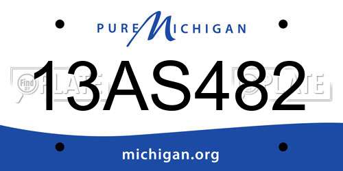 13AS482 Michigan License Plate