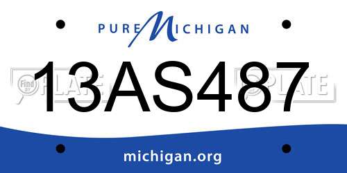 13AS487 Michigan License Plate