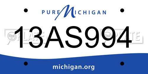 13AS994 Michigan License Plate