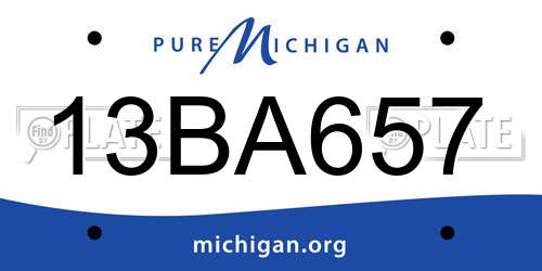 13BA657 Michigan License Plate