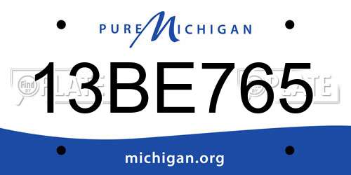 13BE765 Michigan License Plate