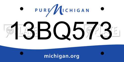 13BQ573 Michigan License Plate