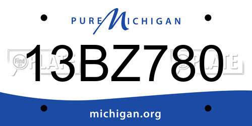 13BZ780 Michigan License Plate
