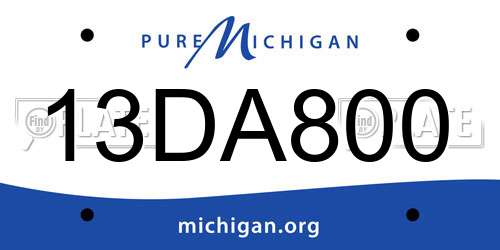 13DA800 Michigan License Plate