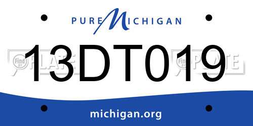 13DT019 Michigan License Plate