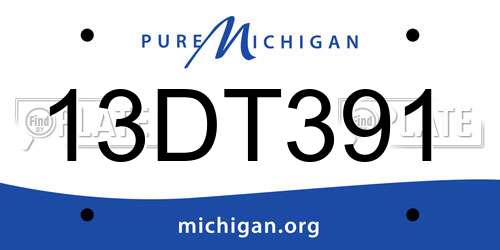 13DT391 Michigan License Plate