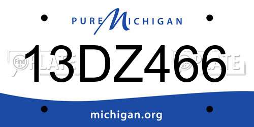 13DZ466 Michigan License Plate