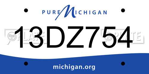 13DZ754 Michigan License Plate