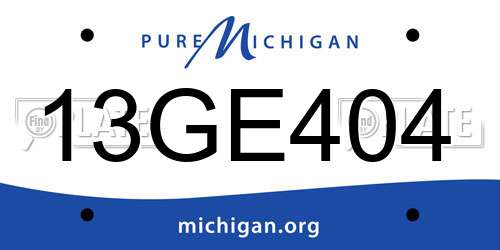 13GE404 Michigan License Plate