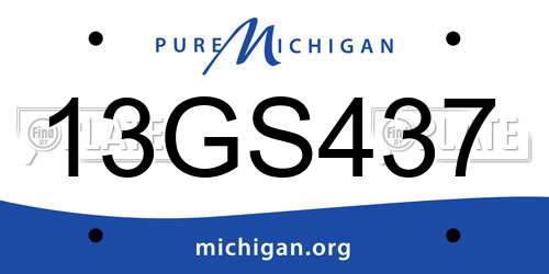 13GS437 Michigan License Plate