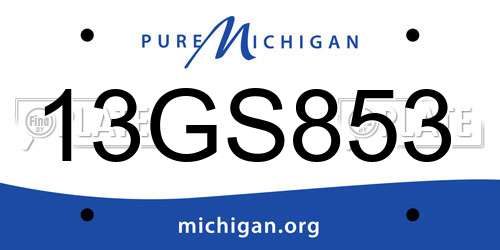 13GS853 Michigan License Plate