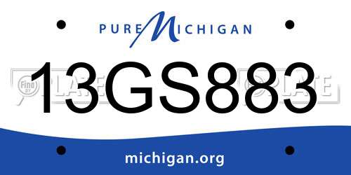 13GS883 Michigan License Plate