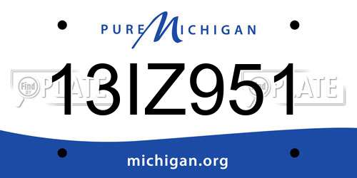 13IZ951 Michigan License Plate
