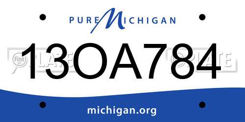 13OA784 Michigan License Plate