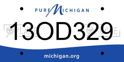 13OD329 Michigan License Plate