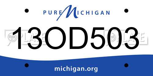 13OD503 Michigan License Plate