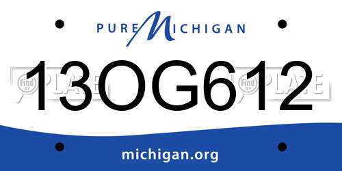 13OG612 Michigan License Plate