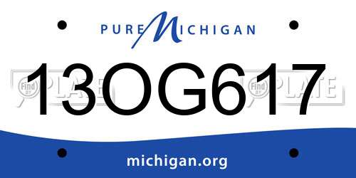 13OG617 Michigan License Plate