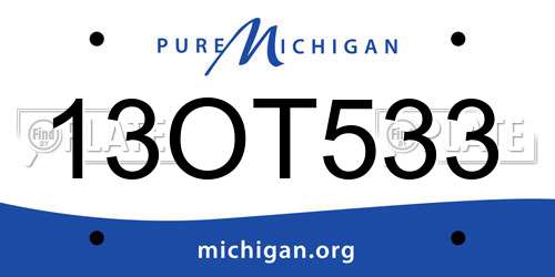 13OT533 Michigan License Plate