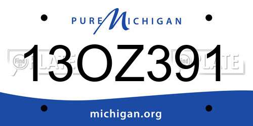 13OZ391 Michigan License Plate