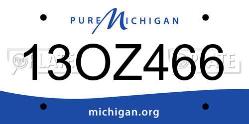 13OZ466 Michigan License Plate