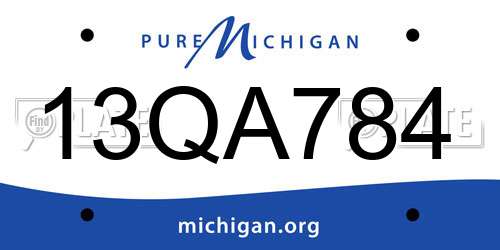 13QA784 Michigan License Plate