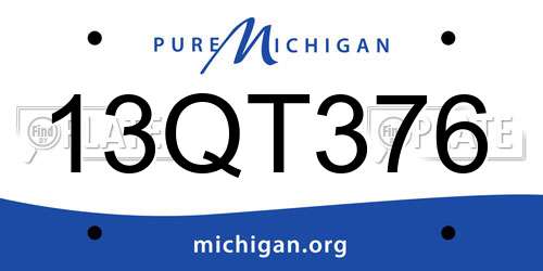 13QT376 Michigan License Plate