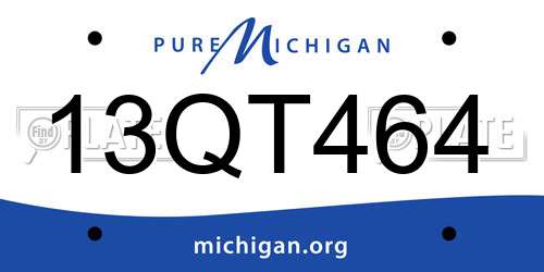 13QT464 Michigan License Plate