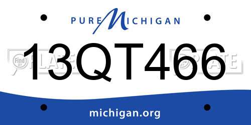 13QT466 Michigan License Plate