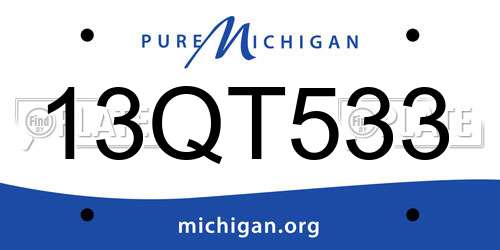 13QT533 Michigan License Plate