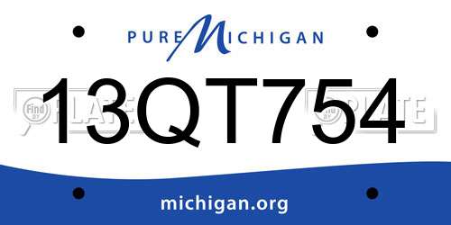 13QT754 Michigan License Plate