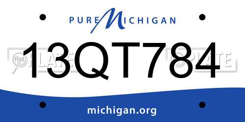 13QT784 Michigan License Plate