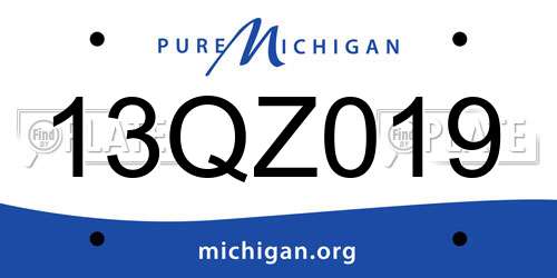 13QZ019 Michigan License Plate