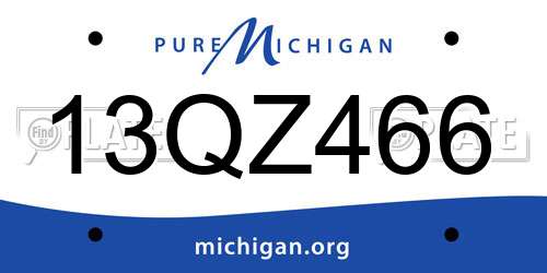 13QZ466 Michigan License Plate