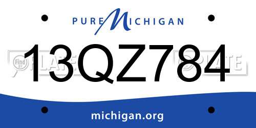 13QZ784 Michigan License Plate