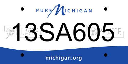 13SA605 Michigan License Plate