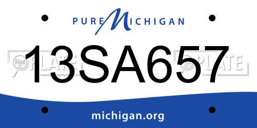 13SA657 Michigan License Plate