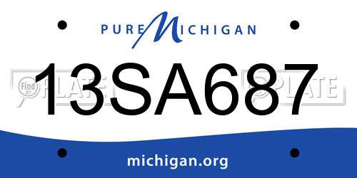 13SA687 Michigan License Plate