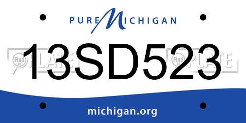 13SD523 Michigan License Plate