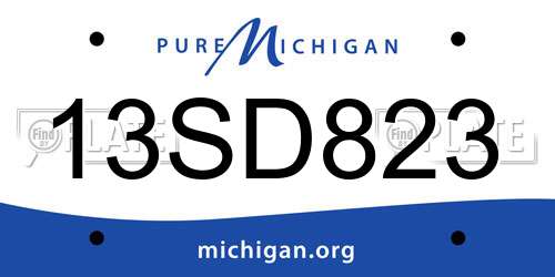 13SD823 Michigan License Plate