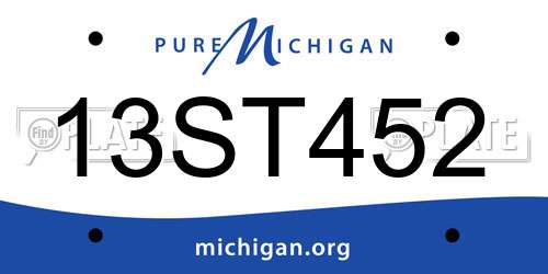 13ST452 Michigan License Plate