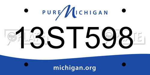13ST598 Michigan License Plate