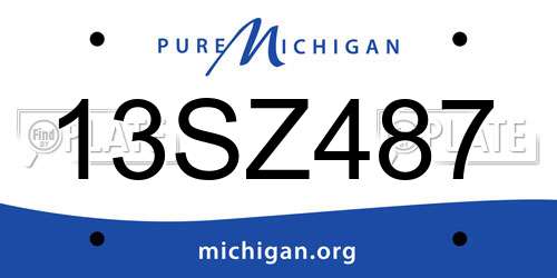 13SZ487 Michigan License Plate